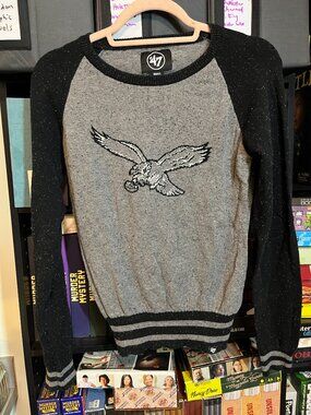 '47 Philadelphia Eagles Knit Sweater Small Gray Black Varsity Style NFL Pullover